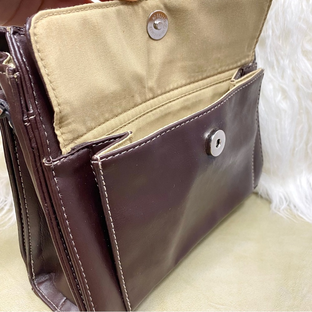 Vintage First Issue Liz Claiborne Vegan Brown Leather Compact Shoulder HandBag - Picture 10 of 16